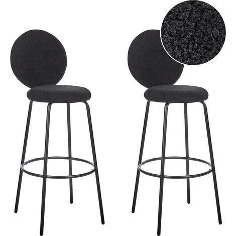 Set mit 2 Barstühlen EMERY Bouclé Schwarz