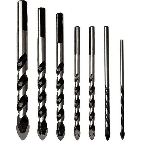 Set di 7 punte multicomponente in metallo duro per porcellana, ceramica, cemento, muri in mattoni, vetro, specchi, ecc. (1/4)