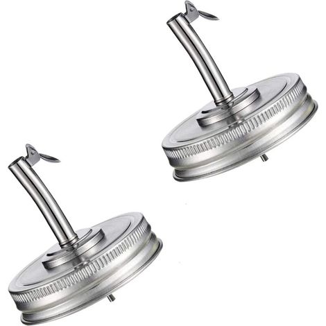 Stainless Steel Oil Pouring Spout Lid, 2 Leak-Proof Stainless Steel Nozzle Caps with Lids, Suitable for Cooking, Grilling and Drinking Beverages (1/5)