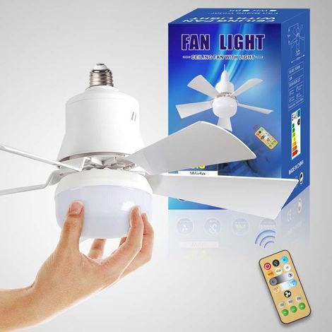 LED-Deckenventilator mit Fernbedienung, Dimmer, E27-Fassung, 30 W, modern, smart, kabellos, Beleuchtung für Schlaf- und Wohnzimmer (1/4)
