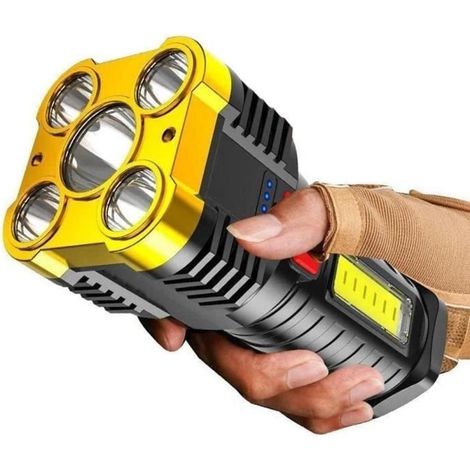 Lampe de poche LED 5 nucléaires, rechargeable à 5 cœurs, super lumineuse, pour le camping A326 (1/4)