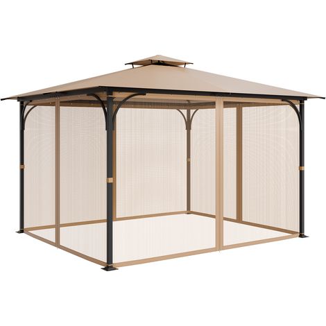 Mophorn Ersatz-Pavillonnetz, kompatibel mit 10 x 12 x 7,3 Fuß großen Pavillons, Seitenwände aus Außennetz,Terrassenschirm mit doppeltem Reißverschluss, Überdachungsnetz für den Gartengebrauch