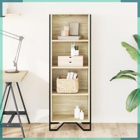 Bibliothèque - 848610 - chêne sonoma - 50 x 31 x 137,5 cm - bois d'ingénierie, métal (1/5)