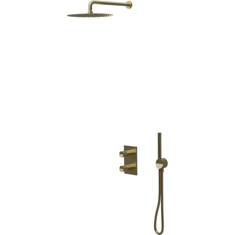 Façade douche thermostatique 2 sorties or brossé PVD Piega - CRISTINA ONDYNA PA75296I