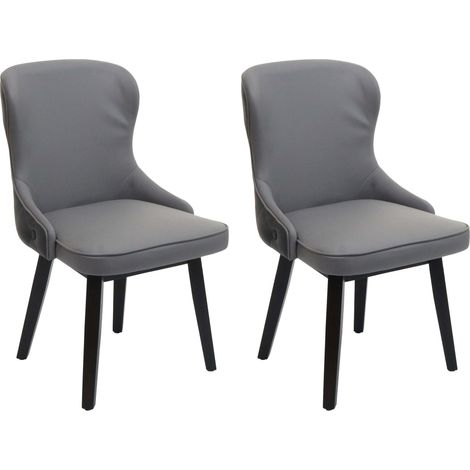 Set 2x sedie poltroncine sala pranzo HHG-713 86x53x53cm legno tessuto grigio scuro e chiaro