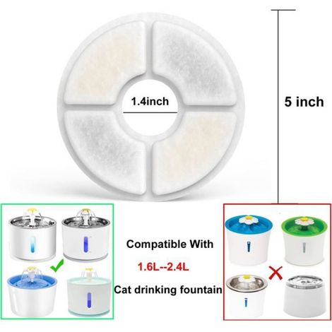 Lot de 8 filtres pour fontaine à eau pour chats - Filtres de rechange ronds à charbon actif pour fontaines automatiques (1/4)
