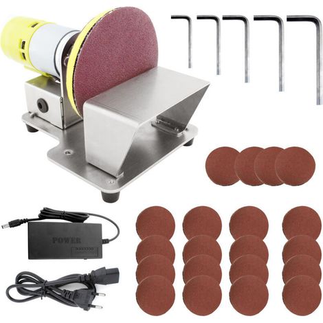 Elektrischer Tisch-Tellerschleifer, 7 Geschwindigkeitsstufen, 20 x 3-Zoll-Schleifscheiben, zum Polieren, Schleifen und Veredeln von Holz und Kunststoff