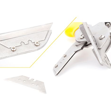 Ciseaux d'angle réglables de 45 à 135 degrés avec verrouillage de sécurité, outils de coupe avec 10 lames de rechange, noir mat (1/5)
