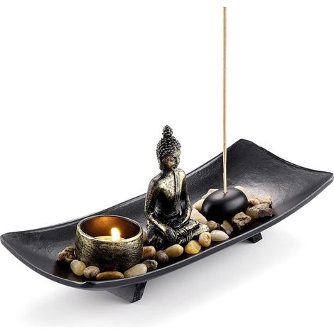 Zen-Kerzenständer, sitzender Buddha, Yoga-Kontemplation, Räucherstäbchenhalter