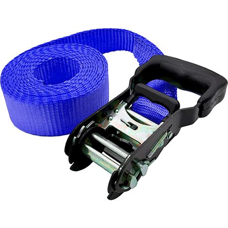Sangles A Cliquet, Sangles D'arrimage pour Barre De Toit Auto Porte Velo Canoe Kayak, 38mm x 4m, Bleu