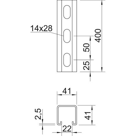 OBO Bettermann Montageschiene HL41-41-400mm MS4141P0400FT