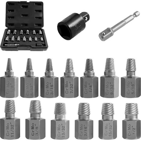 D'Extracteurs de Vis 15 Pièces, Extracteur de Boulon Dénudé, Kit D'Extracteur de Boulon pour Enlever les Écrous de Goujons de Boulons Rouillés Cassés (1/5)