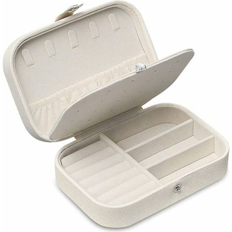 Jewellery Box for Women, Jewellery Organizer Storage Case for Rings Earrings Necklace Bracelets Glitter White, Best Gift for Lady Girlco.ukiend Mother (1/4)