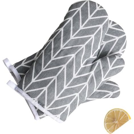 Potholders Set of 2, Kitchen Microwave Oven Steam Gloves Grey Grey (1/3)