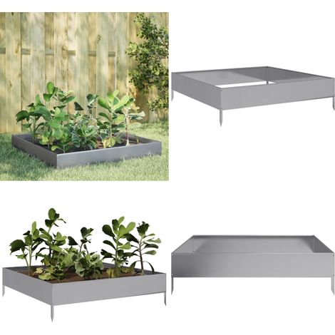 vidaXL Hochbeet 100x100x26 cm Verzinkter Stahl (1/5)