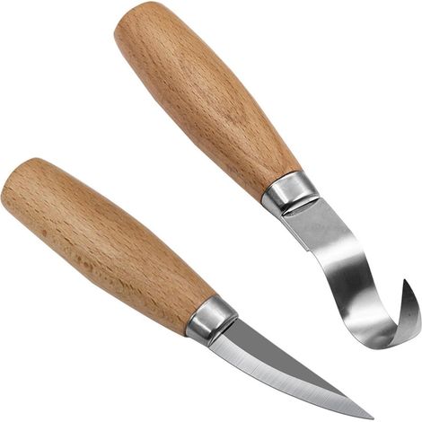 Holzskulptur, Schnitzmeißel-Set, professionelle Machetenmesser mit Holzgriff, gerade Messer zum Schneiden von Holzbearbeitungsmessern, Holzbearbeitungsschaber, Löffelmesser, Kits (1/5)