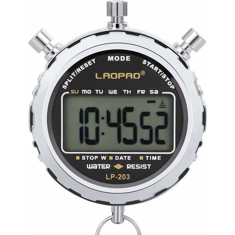 Digital Stopwatch, Waterproof 1/100 Second Accuracy Timer, Pocket Large LCD Display Alarm Clock for Soccer Train Sports Coach… (1/5)