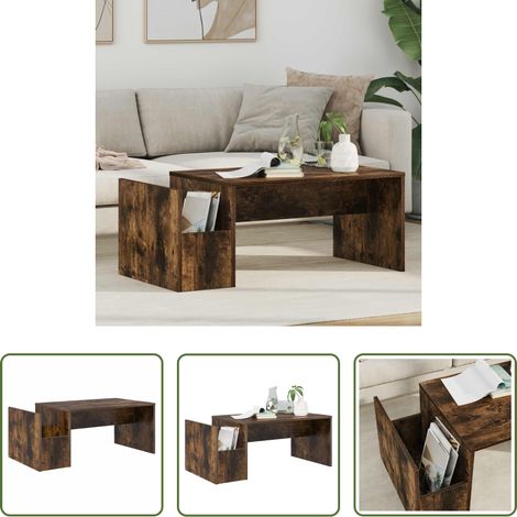 Bois d'ingénierie -  Table basse Chêne fumé 90 x 45 x 35 cm Bois d'ingénierie (1/5)