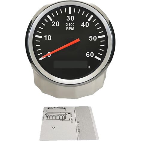 Tacómetro, rango de RPM ajustable, retroiluminación roja, 6K-BS (1/2)