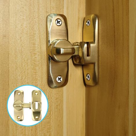 Petit Verrou de Porte Coulissante à 90 Degrés pour Portes IntéRieures Loquet de Portes à Ouverture Double Vintage pour Cuisine, Chambre, Salle d'éTude, Salle de Bain, Armoire (Laiton) (1/5)
