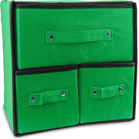 049880 Organizador ahorrador de espacio en TNT con 3 cajones WELKHOME 30x29x22CM  Color: Verde