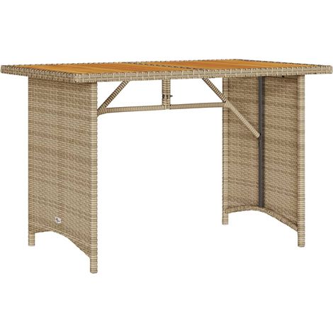Table de jardin Table d'extérieur avec dessus en bois noir 110x68x70 cm rotin (1/5)