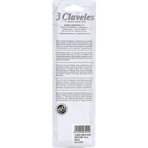 3 Claveles 1 Tijera Limpia Uvas Recta, Rojo, 19 cm (1/2)