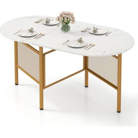 Table de repas pliante 150 cm à abattant pour 6-8 personnes - blanc (1/5)