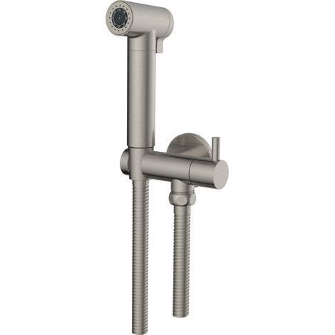 Idroscopino wc doccetta ottone portatile shutoff monogetto con leva ogomondo kit finitura- nickel spazzolato tondo - confezione 1
