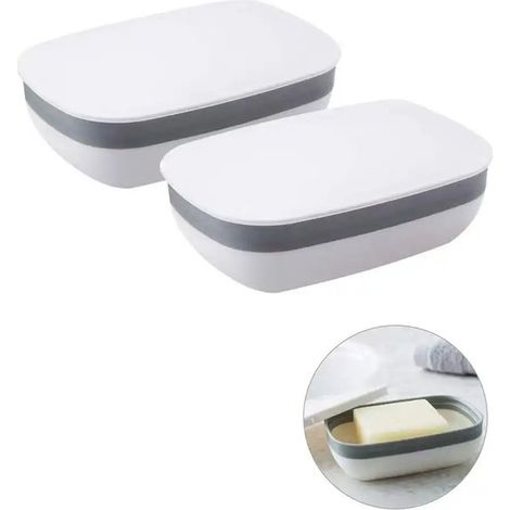 Jaboneras de 2 unidades, Blancas, Jabonera portátil a prueba de fugas, Perfecta para acampar, Transpirable para evitar la formación de moho (1/5)