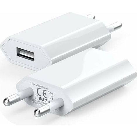 (2 Pack) USB Mural Chargeur Secteur 5V 1A Adaptateur Universel Prise Compatible avec i Phone XS Max XR X 8 7 6 6s 5S Plus, I Pad Mini, I Pod, Android, Xiaomi, Samsung, Huawei longziming (1/5)