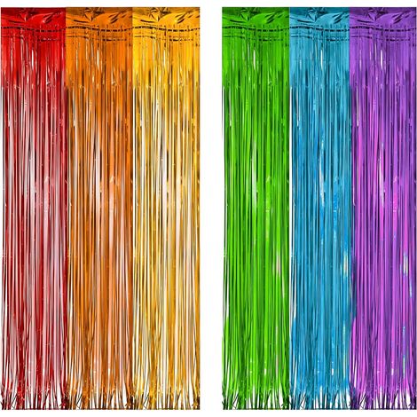 2 Rideau Paillette,Frange Métallique Multicolore,Décoration Fête,Fond Photo,Anniversaire (1/5)