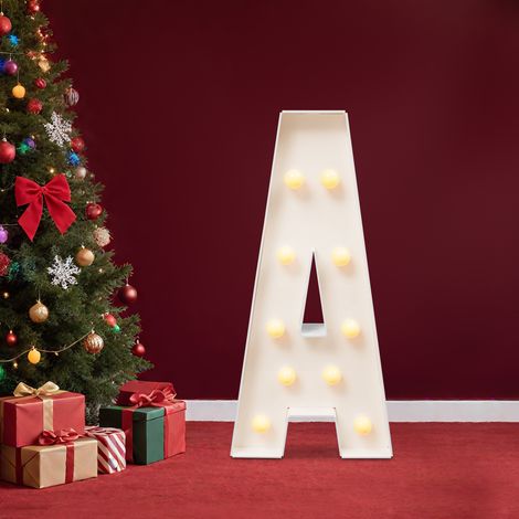 "A" Lettres lumineuses à LED, lettres lumineuses en mosaïque blanche, lettres lumineuses grand format KT Board 91.5x48cm, Luminaire (1/5)