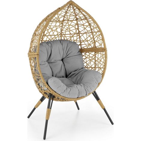 Fauteuil oeuf sur pieds en rotin synthétique Zora (1/5)