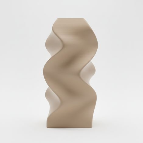 Vaso decorativo ondulato beige per fiori, a forma di spirale, elegante