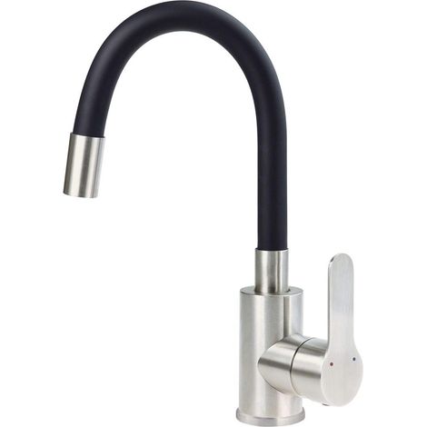 Neo Waschbeckenarmatur Schwarzstahl mit elegantem flexiblen Auslauf