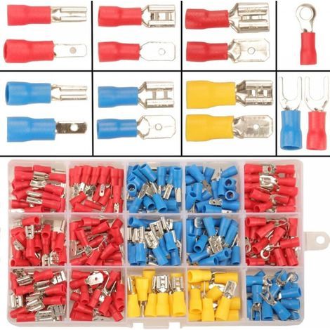 280 terminali elettrici a crimpare, 15 tipi di terminali elettrici per autoveicoli, assortimento di terminali maschio e femmina, terminali elettrici piatti da 2,8 mm, 4,8 mm, 6,3 mm, kit di connettori (1/5)