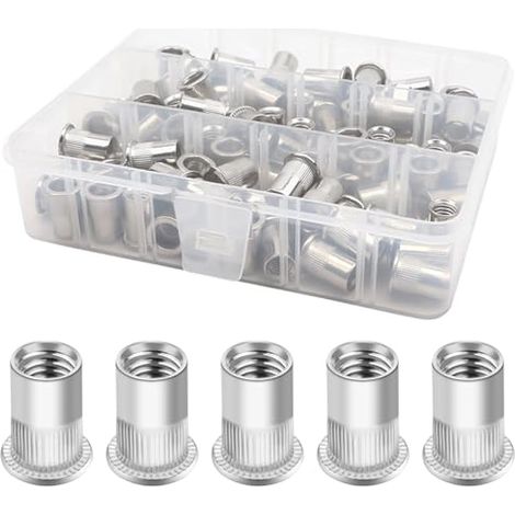 Lot de 100 écrous à riveter M8 en acier inoxydable à tête plate M8 en acier inoxydable Écrous à rivets aveugles M8 Tête fraisée pour métal et plastique