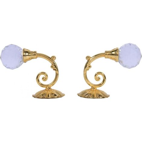 Set of 2 Curtain Tiebacks, Wall-mounted Curtain Tiebacks, Crystal Curtain Hooks, Curtain Tiebacks Decorative Curtain Hooks with Crystal Ball for Home and Office Window (1/4)