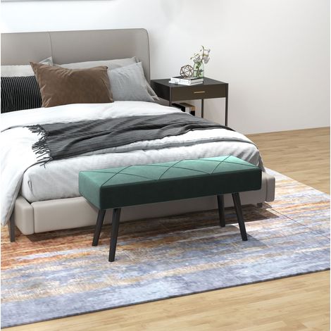 Panca imbottita in velluto verde 100 x 36 x 45 cm, gambe in acciaio, fino a 120 kg DESVIAE (1/5)