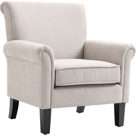 Skandinavischer Sessel mit Armlehnen, Holz und Polyester, 79 x 78 x 87 cm, Grau und Braun