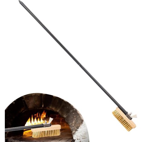 Brosse pour pierre à pizza  Laiton résistant à la chaleur – Long manche en acier pour le nettoyage