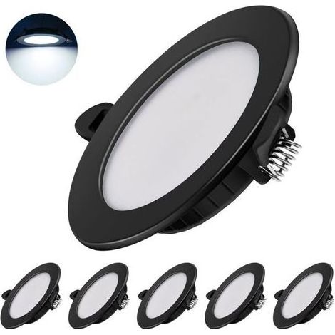 Lot de 6 spots encastrables LED ultra plats 7W – IP44 pour salle de bain et cuisine – 6000K – Ø 75mm – Économie d'énergie (1/5)
