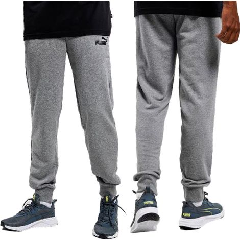 Pantaloni Puma da uomo Essential Logo, grigio melange, 66% cotone, 34% poliestere [586716 03] taglia XXL (1/5)