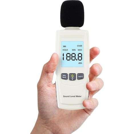 Fonometro digitale portatile, tester di rumore 30-130 dB con allarme retroilluminato, registrazione dati, tester di monitoraggio dei decibel