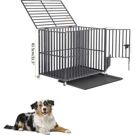 Gabbia per cani, in metallo robusto, con tre sportelli di accesso, dimensioni 95x57x81 cm. (1/2)