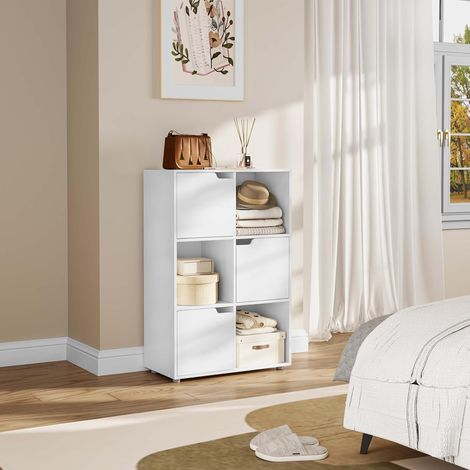 WOLTU Libreria Mobili a 6 Cubi con Ante Mensola di Legno Portadocumenti Scaffale Bianco (1/5)