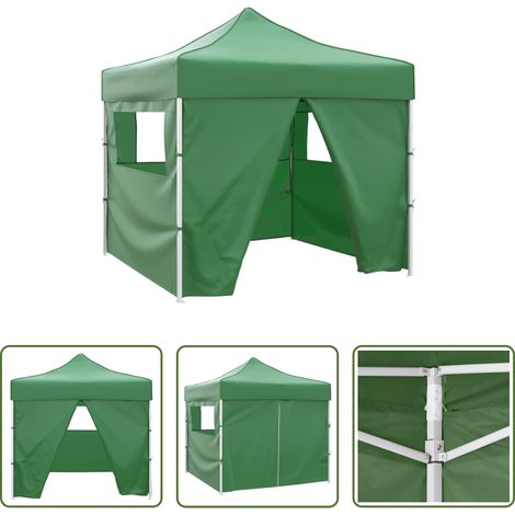 Tente en plein air - Tente pliable verte 3 x 3 m avec 4 parois (1/5)
