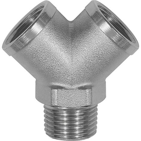 Riegler Verteiler, 2fach, R 1/2 AG, Abgänge 2 x G 1/2 IG, Messing vern. (1/3)