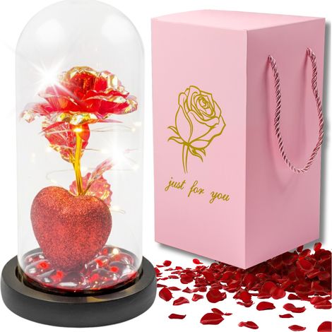 Ein romantisches Geschenk: Eine ewige Rose im Glas, glänzend für Freundin oder Ehefrau (1/5)